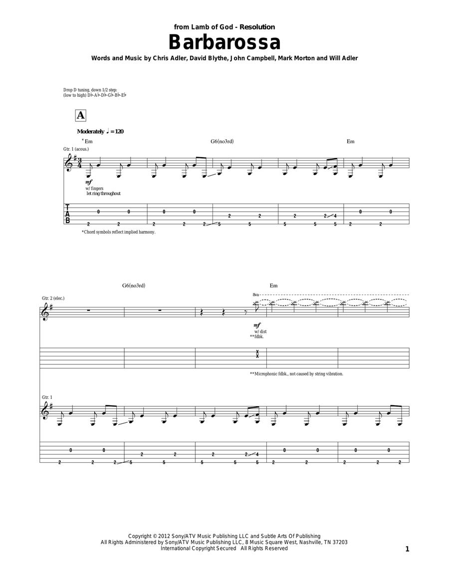 Barbarossa Barbarossa Acoustic Guitar scores gallery preview page 1