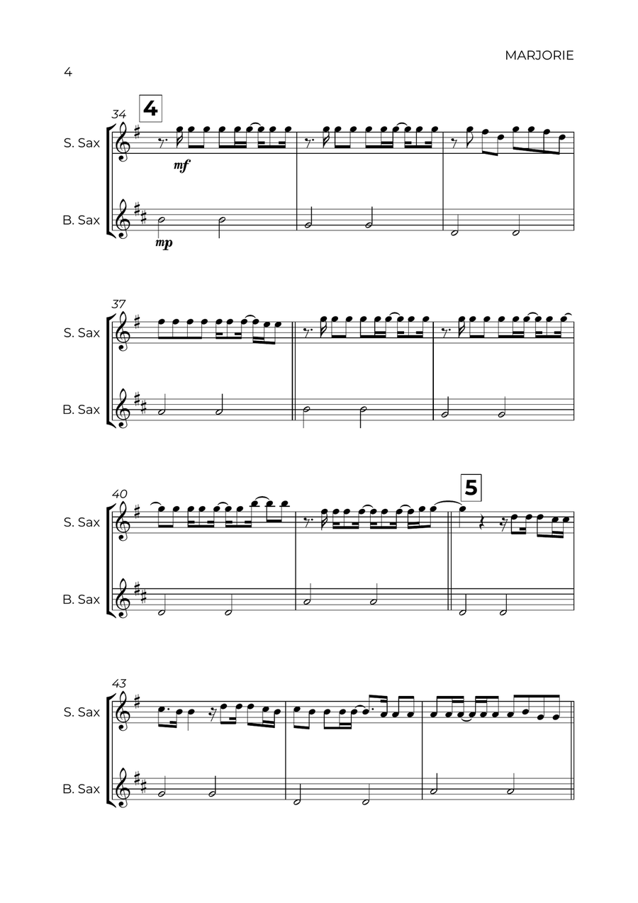 Marjorie Soprano Saxophone scores gallery preview page 4