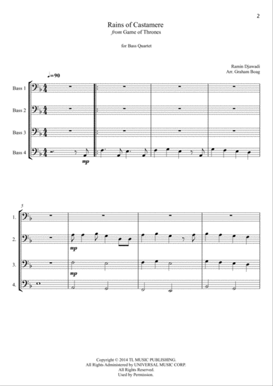 The Rains Of Castamere Double Bass scores gallery preview page 3