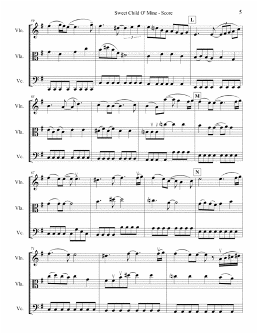 Sweet Child O' Mine String Trio scores gallery preview page 5