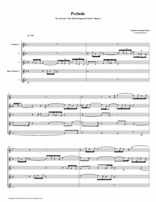 Prelude 16 from Well-Tempered Clavier, Book 2 (Clarinet Quintet)