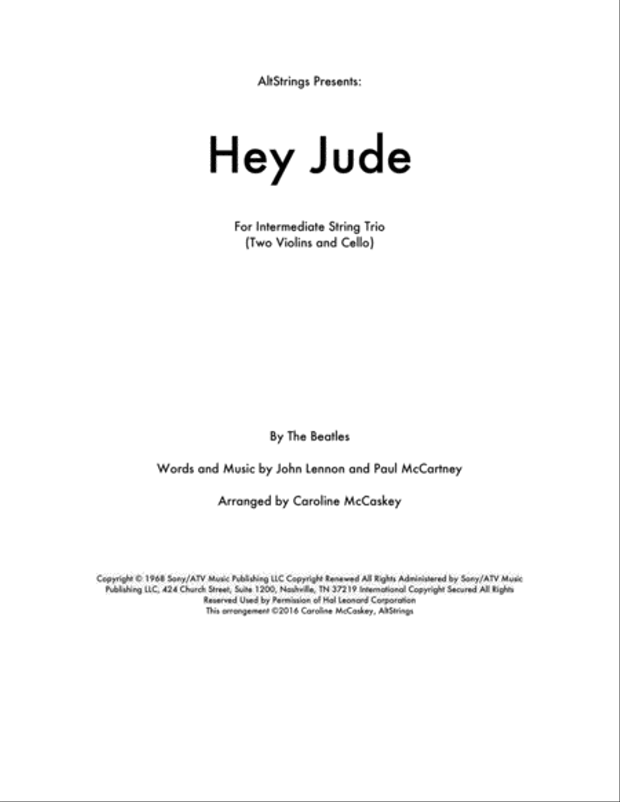 Hey Jude String Trio scores gallery preview page 1