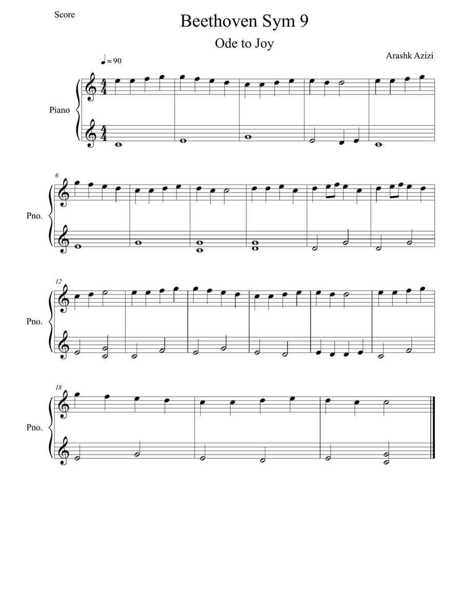 Beethoven Symphony No.9 Easy Piano scores gallery preview page 1