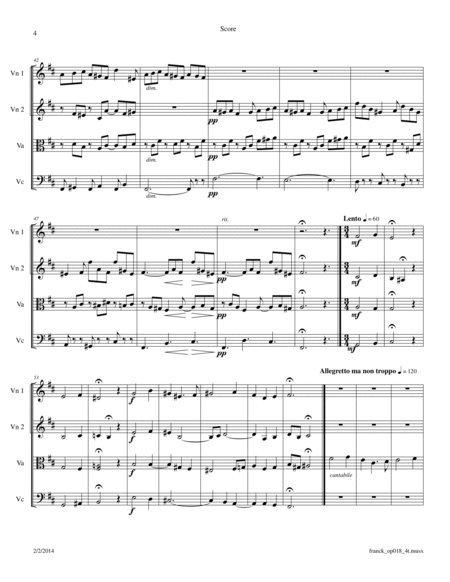 Franck: Prelude, Fugue and Variation Op. 18 for String Quartet image number null