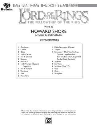 Book cover for The Lord of the Rings: The Fellowship of the Ring: Score