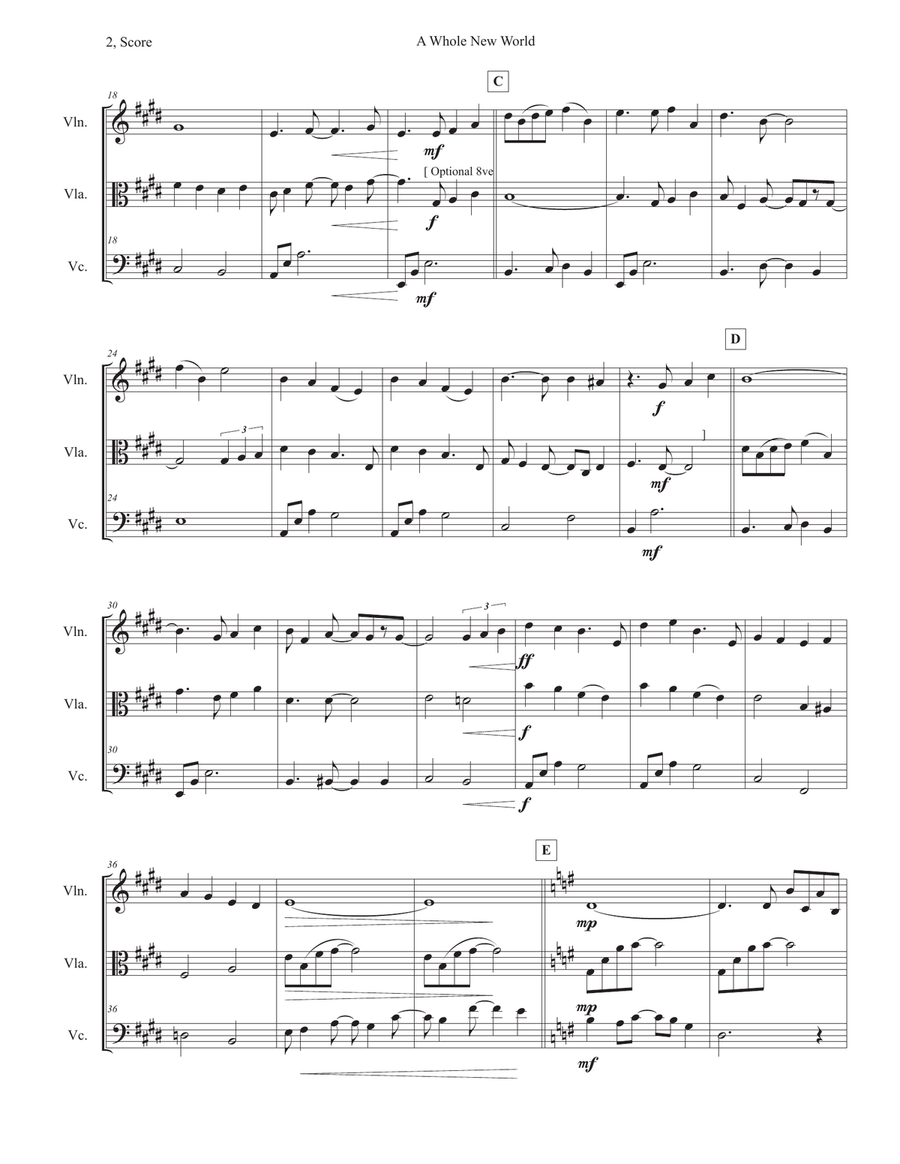 A Whole New World (from 'Aladdin') String Trio scores gallery preview page 2