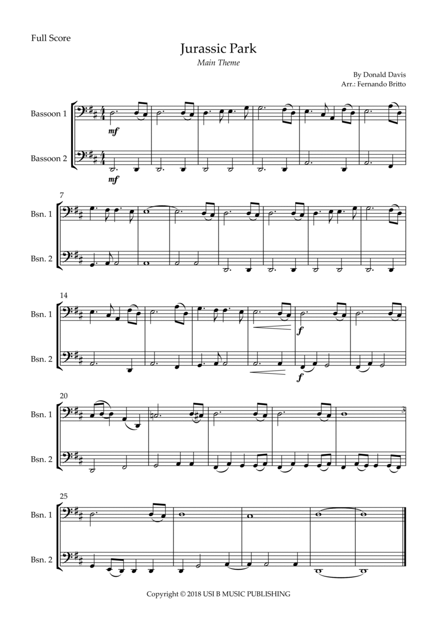 Jurassic Park Iii Woodwind Duet scores gallery preview page 1