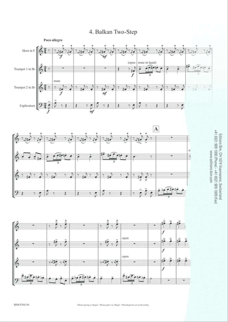 Zephyr Dances Brass Quartet scores gallery preview page 6