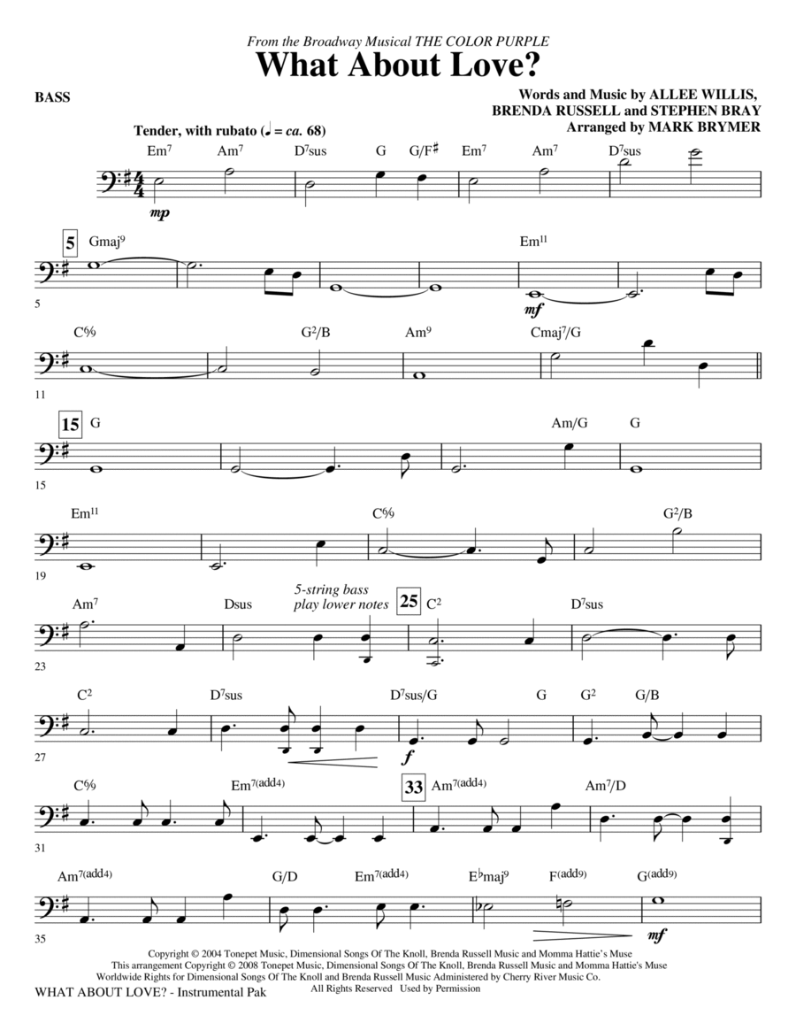 What About Love? (from The Color Purple) - Bass Choir scores gallery preview page 1