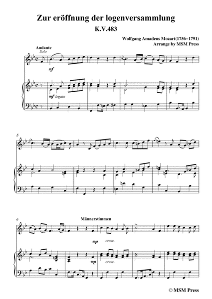 Mozart-Zur eröffnung der logenversammlung,for Flute and Piano image number null