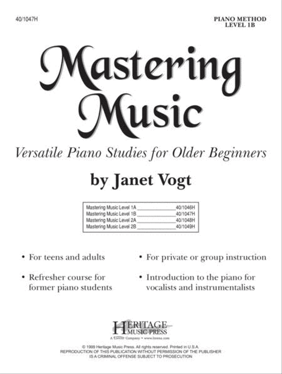Mastering Music Level 1B Piano Method scores gallery preview page 1