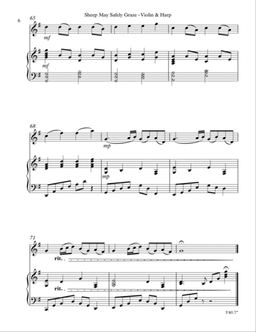 Sheep May Safely Graze, Duet for Violin & Harp image number null