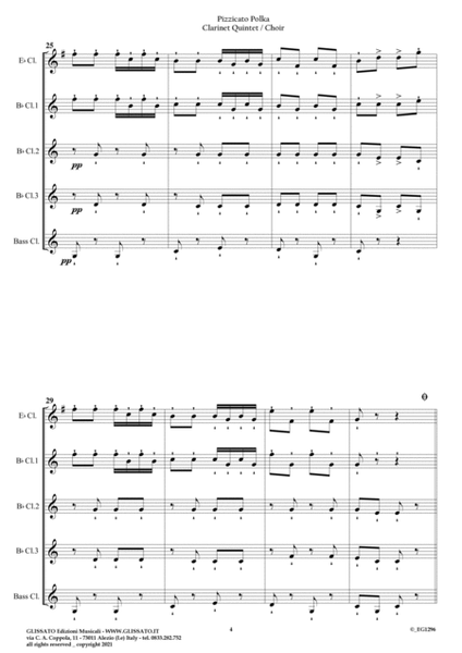 Pizzicato polka - Clarinet Quintet (score & parts) image number null