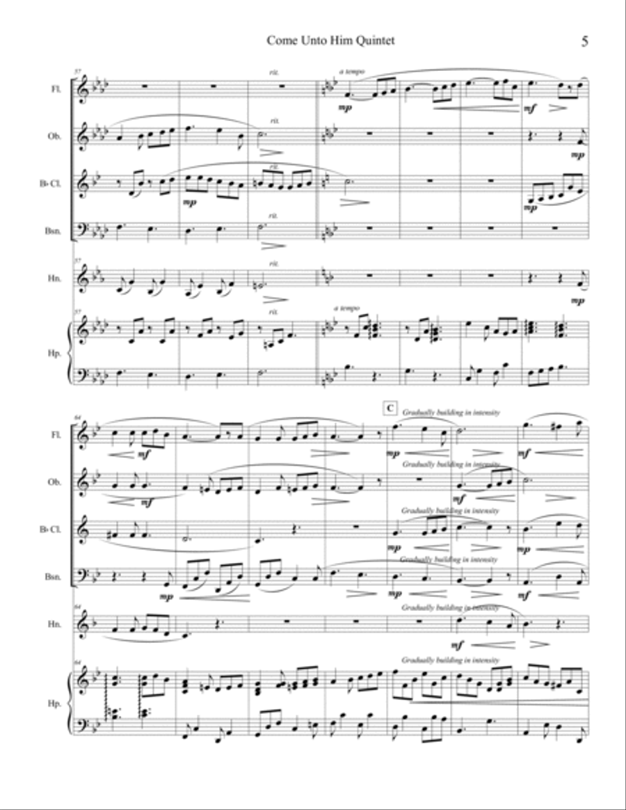 Come Unto Him Come Unto Him Woodwind Quintet scores gallery preview page 5