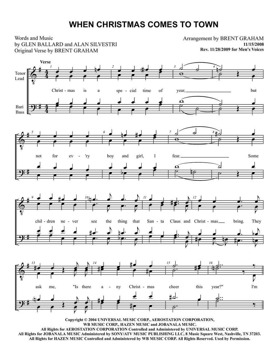 When Christmas Comes To Town TTBB scores gallery preview page 1