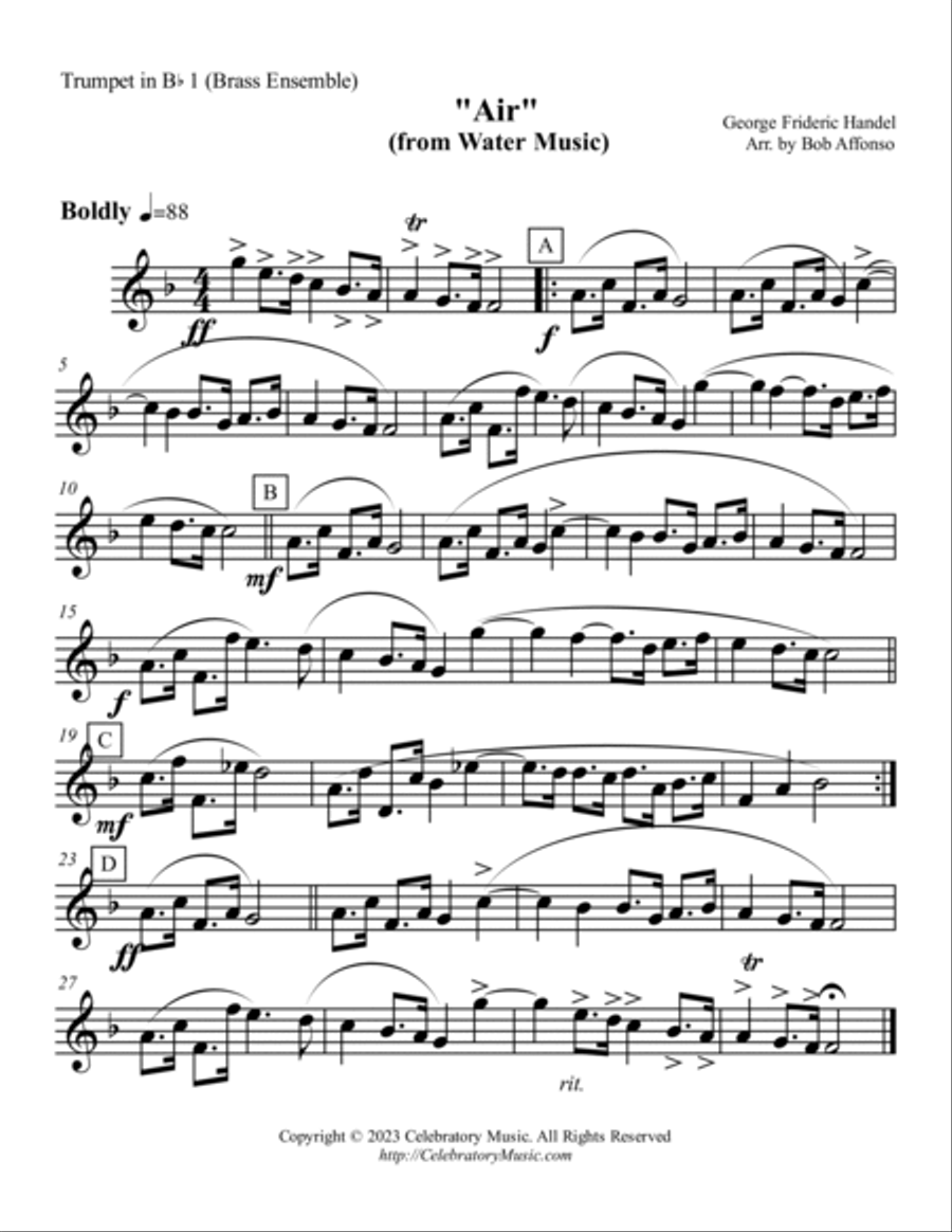 Air (from Water Music) Brass Ensemble scores gallery preview page 5
