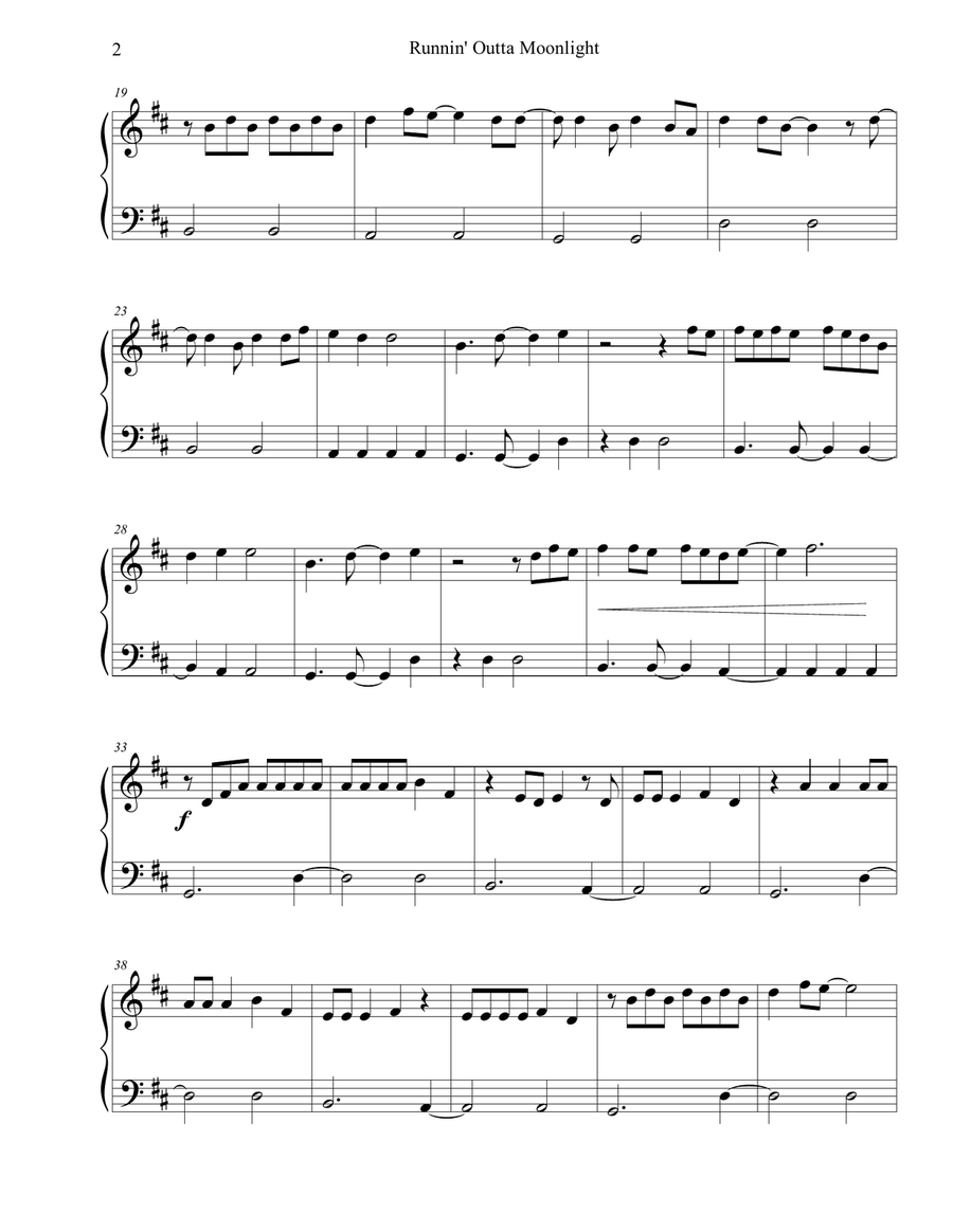 Runnin' Outta Moonlight Easy Piano scores gallery preview page 2