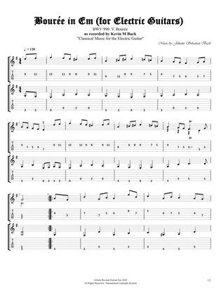 Lute Suite in E Minor, BWV 996 "Bourrée in E Minor" (Arr. for Two Electric Guitars by Kevin M Buck)