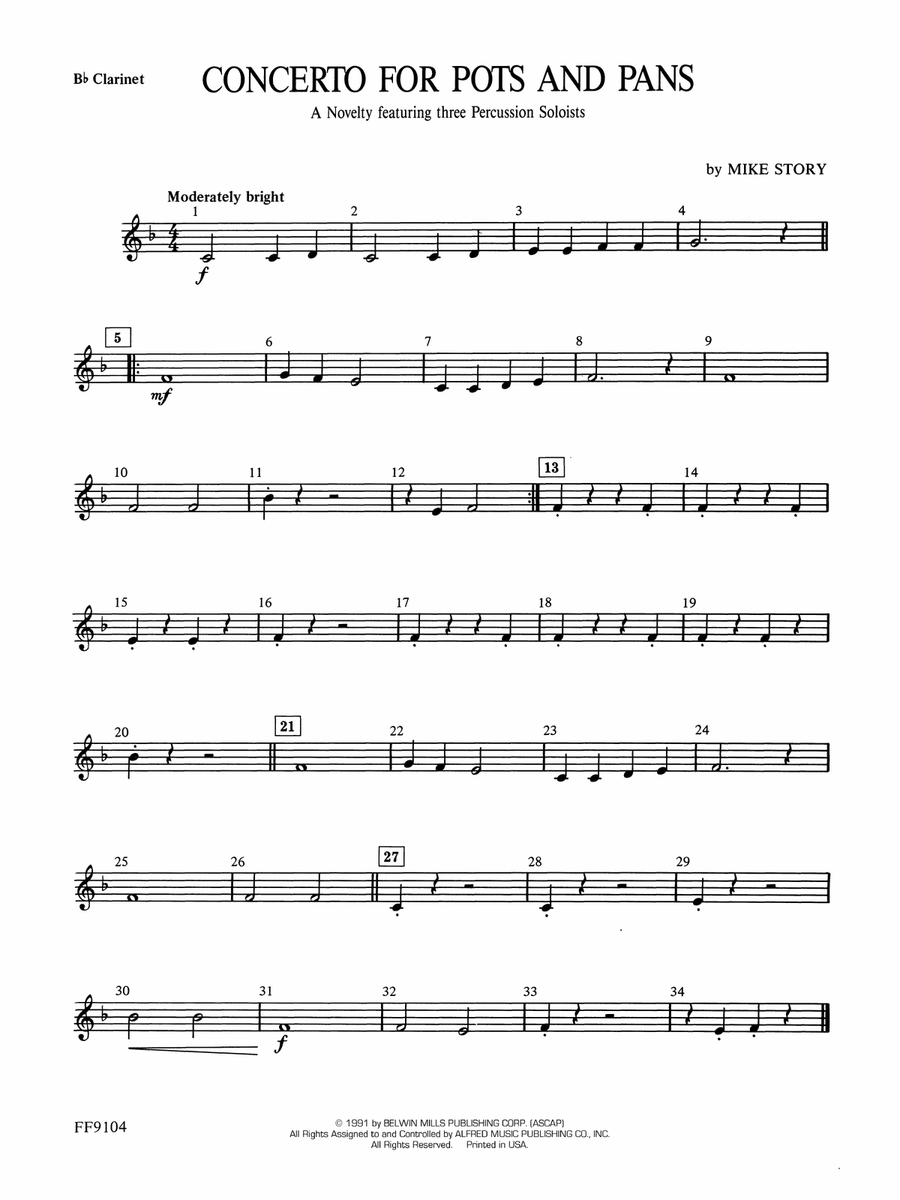 Concerto for Pots and Pans: 1st B-flat Clarinet