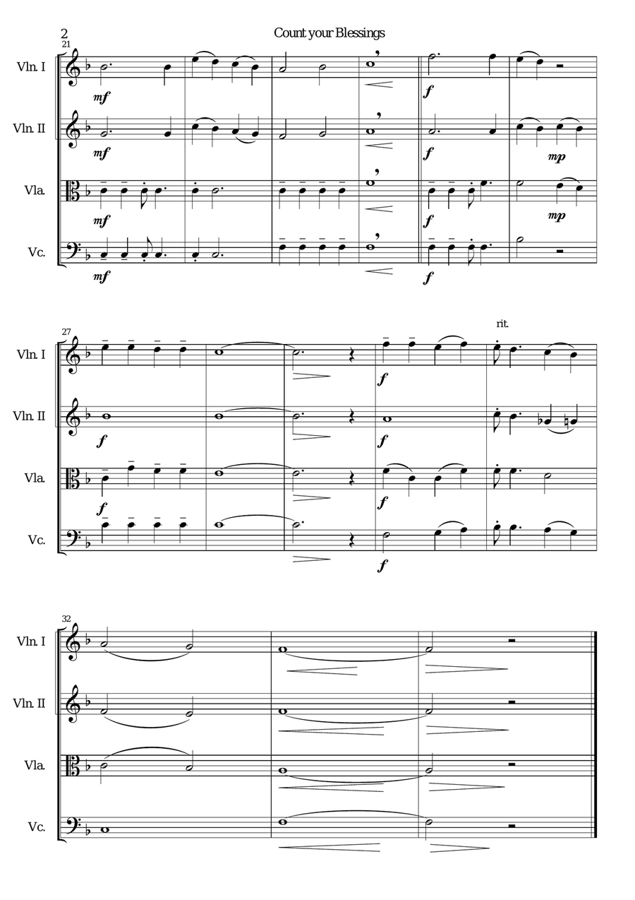 Count your blessings for string quartet String Quartet scores gallery preview page 2