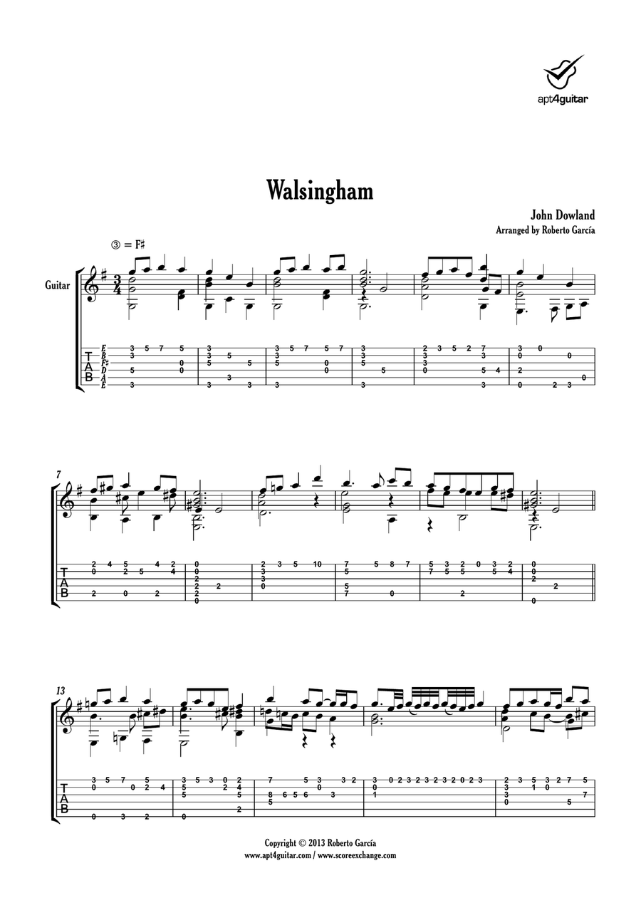 Walsingham Walsingham Classical Guitar scores gallery preview page 2