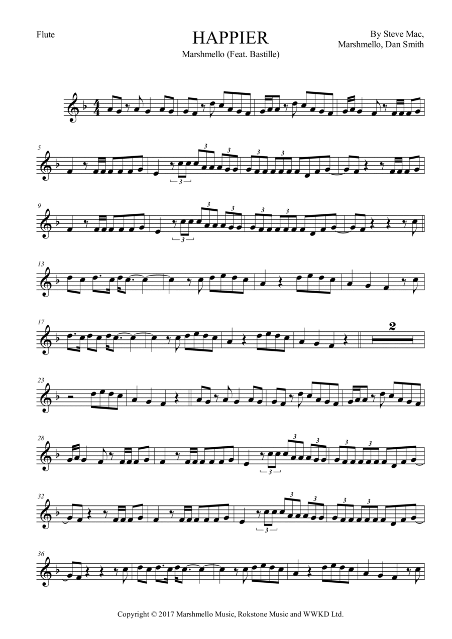 Happier Happier Flute Solo scores gallery preview page 1