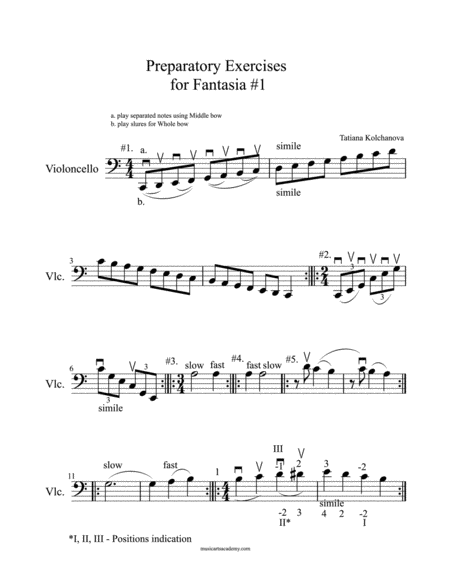 Fantasia #1+ Preparatory Exercises, early intermediate level.