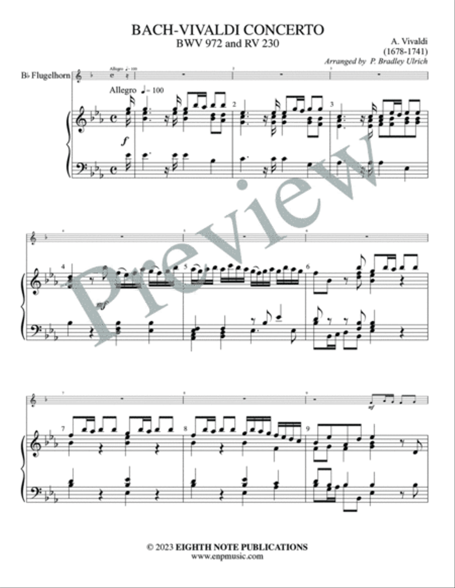 Bach-Vivaldi Concerto BWV 972 and RV230 Small Ensemble scores gallery preview page 3