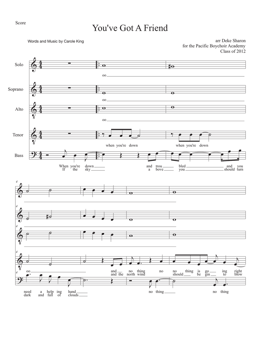 You've Got A Friend 4-Part scores gallery preview page 1