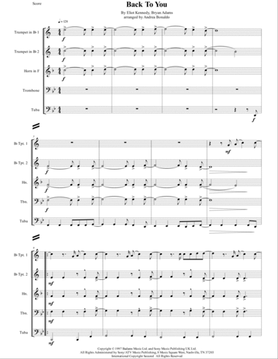 Back To You Brass Ensemble scores gallery preview page 4