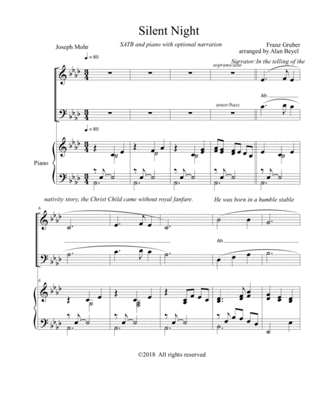 Silent Night (SATB and piano) 8 pages. image number null