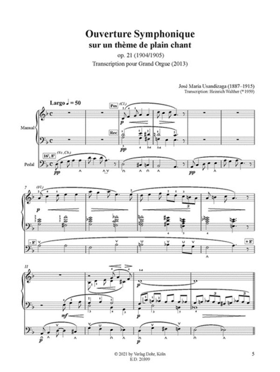 Ouverture Symphonique sur un thème de plain chant op. 21 (Transkription für Orgel solo (2013))