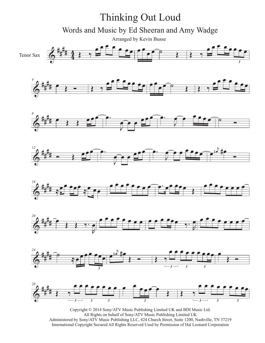 Thinking Out Loud Tenor Saxophone scores gallery preview page 1