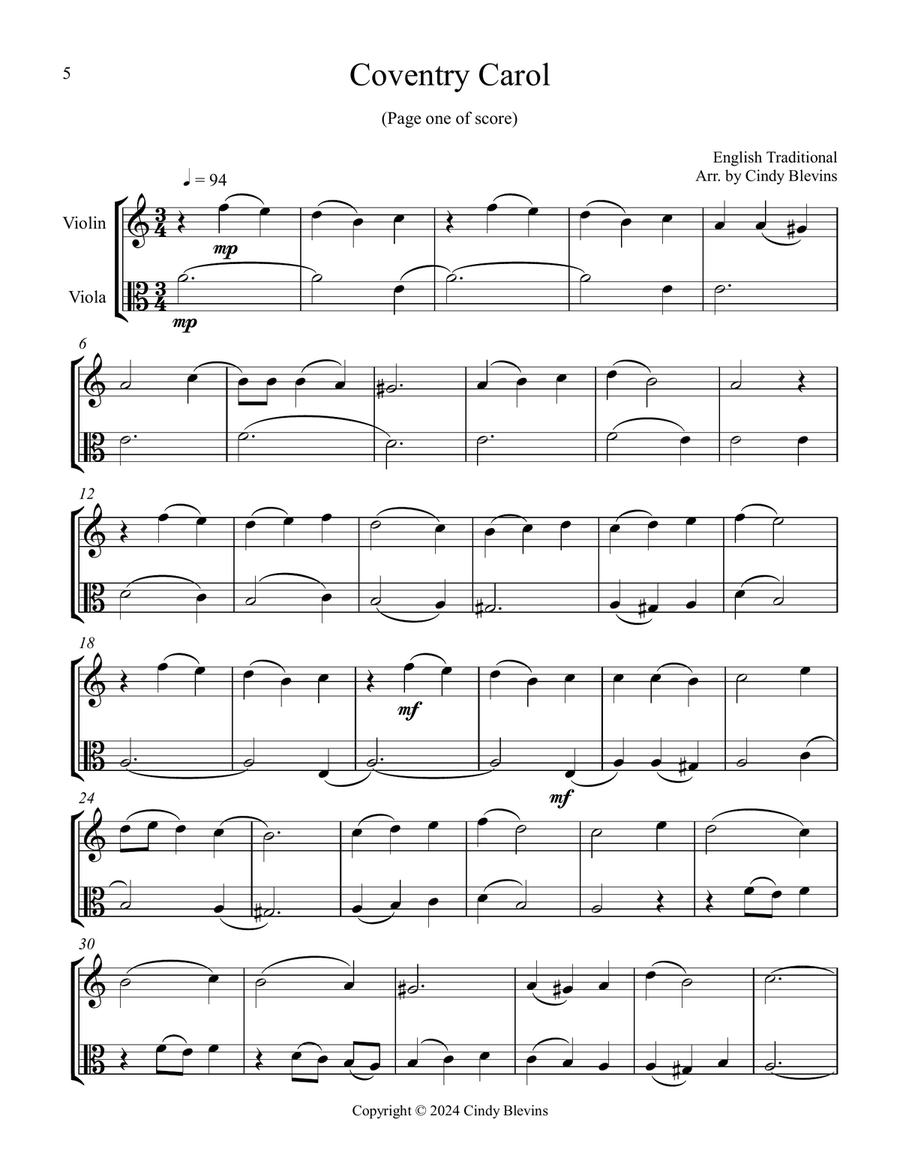Violin and Viola for Christmas, Vol. III (12 Arrangements) String Duet scores gallery preview page 2