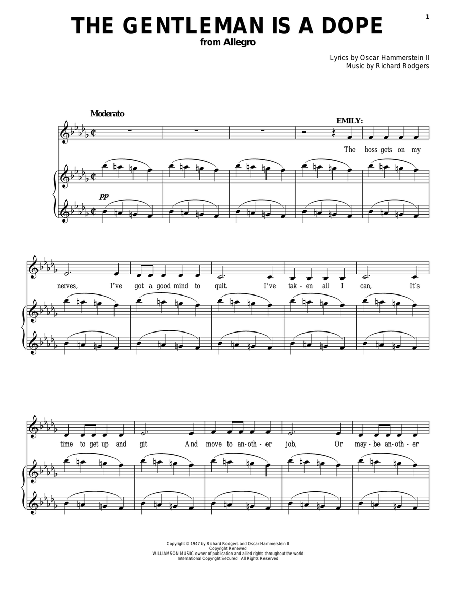 The Gentleman Is A Dope Piano, Vocal scores gallery preview page 1
