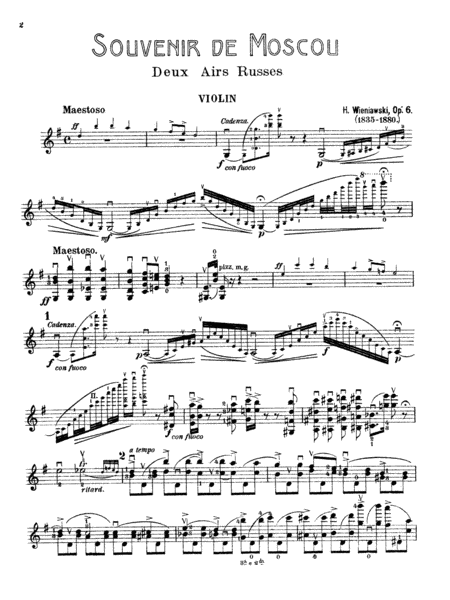 Wieniawski: Souvenir de Moscou (Two Russian Airs), Op. 6