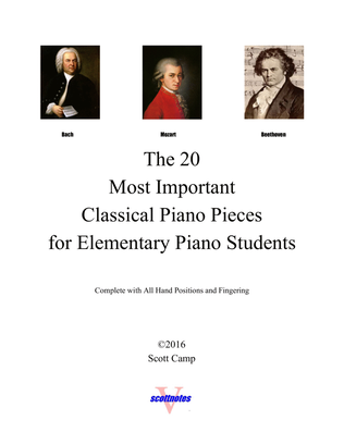 Book cover for 20 Classical Piano Pieces for Elementary Piano Students (with all piano fingering)