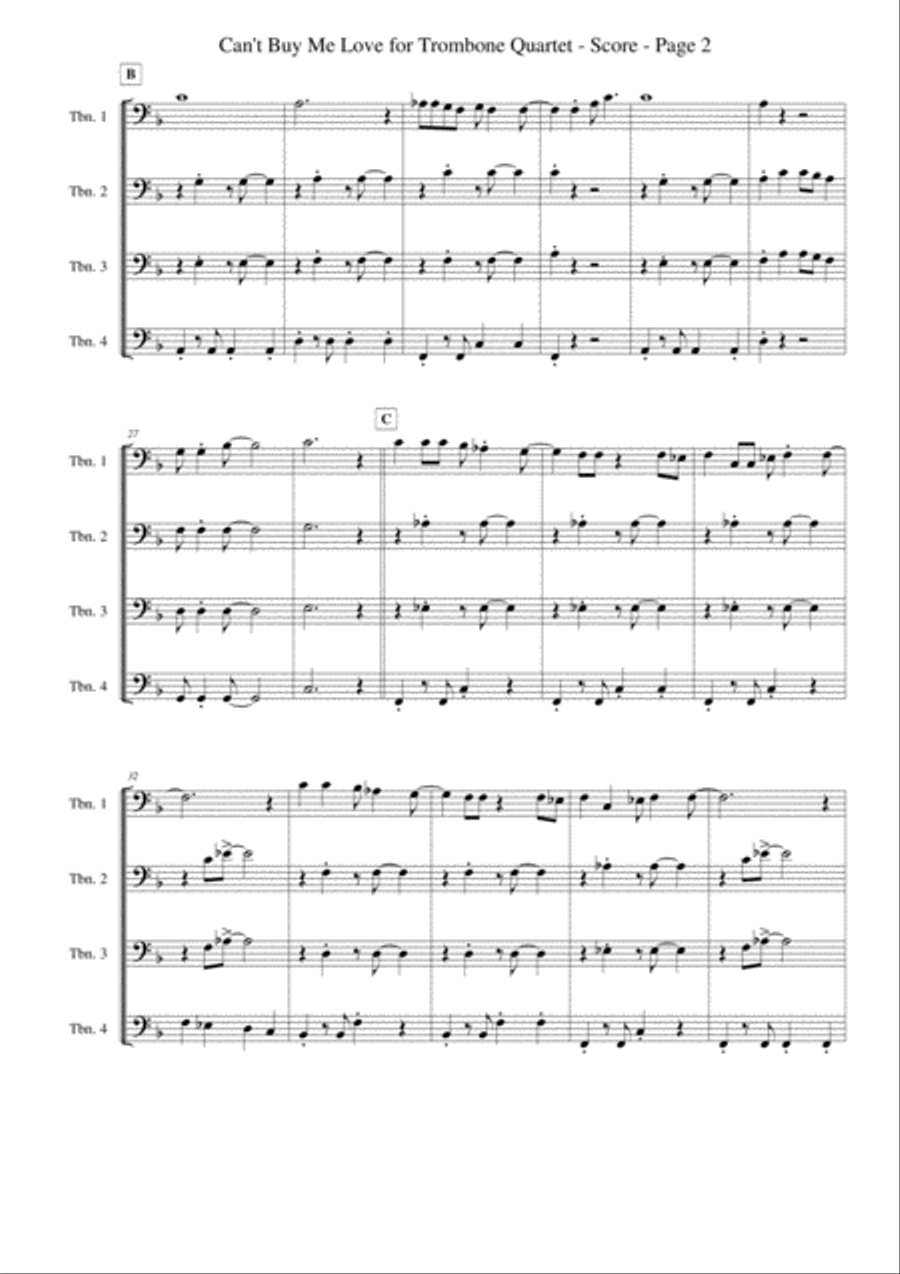 Can't Buy Me Love Brass Ensemble scores gallery preview page 2