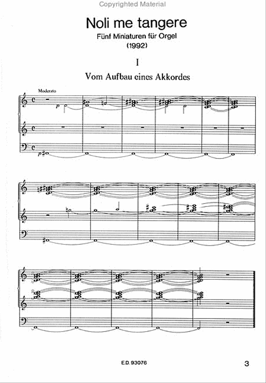 Noli me tangere (1992) -Fünf Miniaturen für Orgel- Organ scores gallery preview page 2
