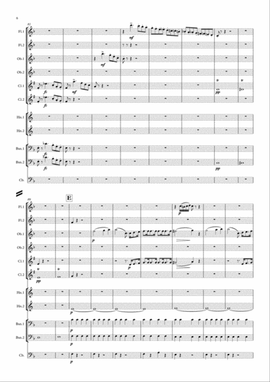 Rossini: The Barber of Seville Overture (extract) - symphonic wind dectet and bass Woodwind Quintet scores gallery preview page 6