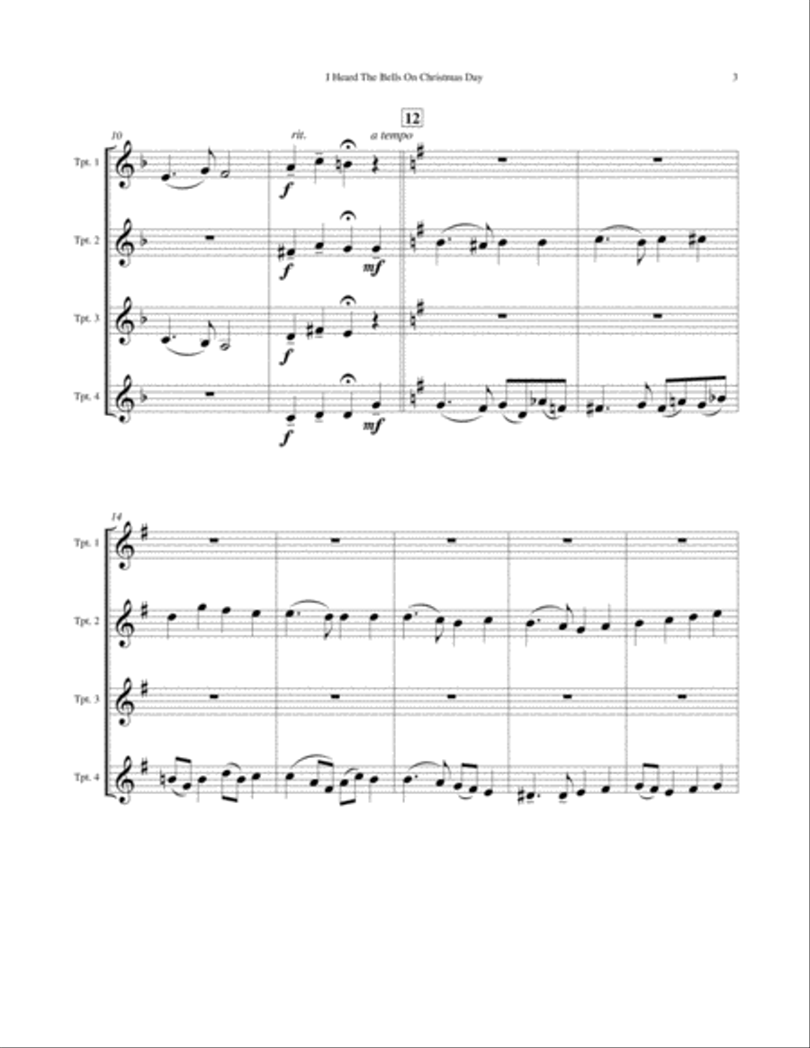 I Heard The Bells On Christmas Day Brass Ensemble scores gallery preview page 3