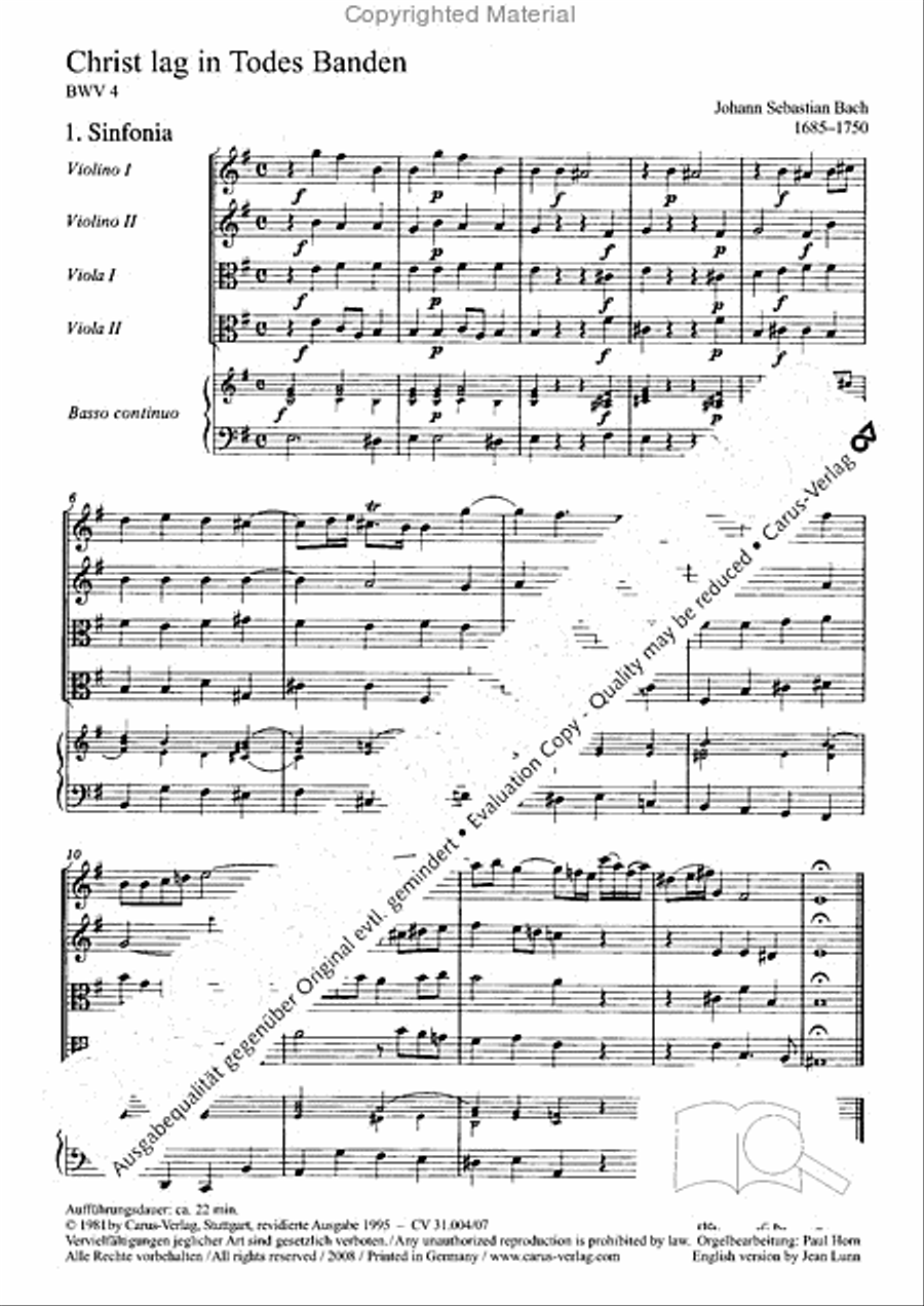 Christ lay in death's cold prison (Christ lag in Todesbanden) 4-Part scores gallery preview page 3