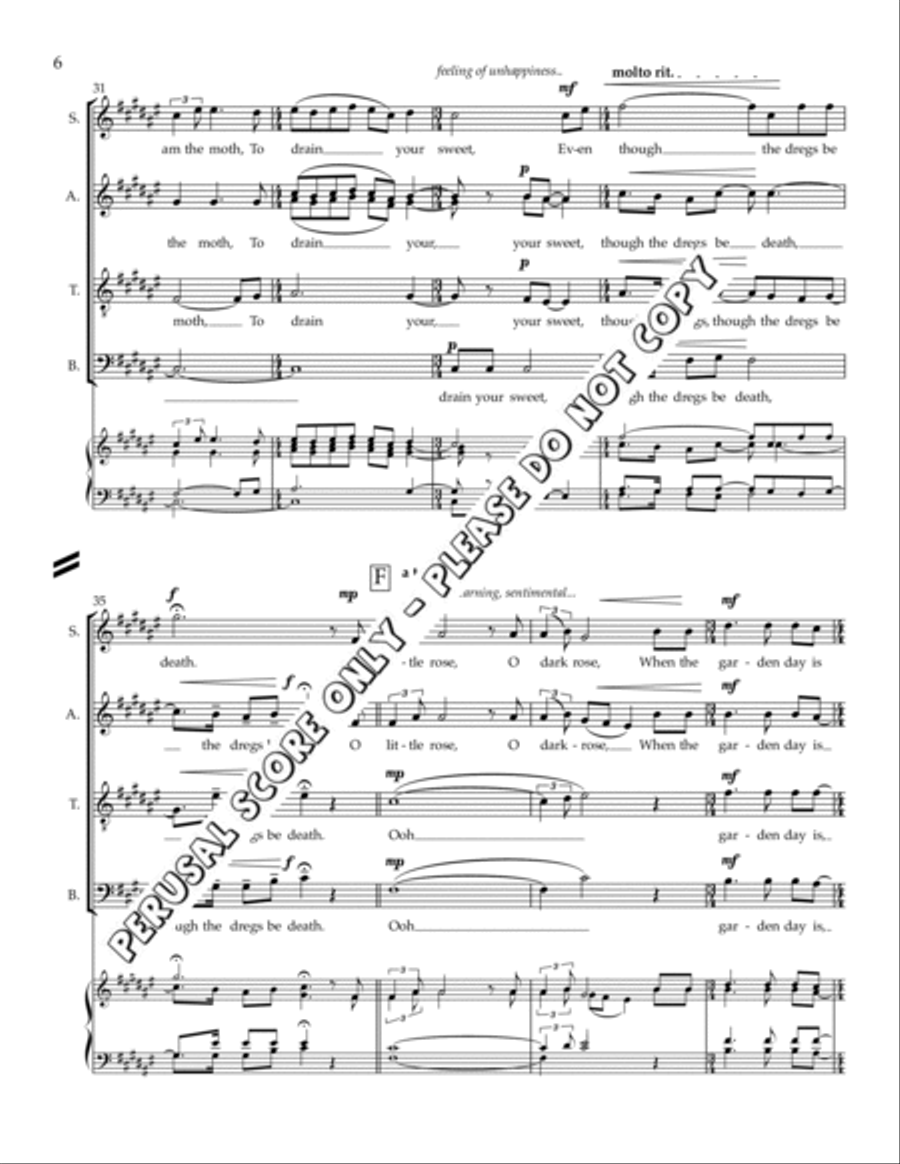O Little Rose, O Dark Rose 4-Part scores gallery preview page 6