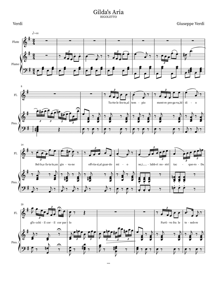 Gilda's Aria Voice Solo scores gallery preview page 1