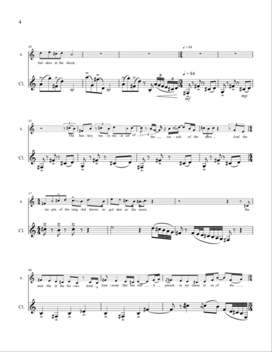 When the Frost is on the Punkin clarinet part in Bb Soprano Voice scores gallery preview page 4