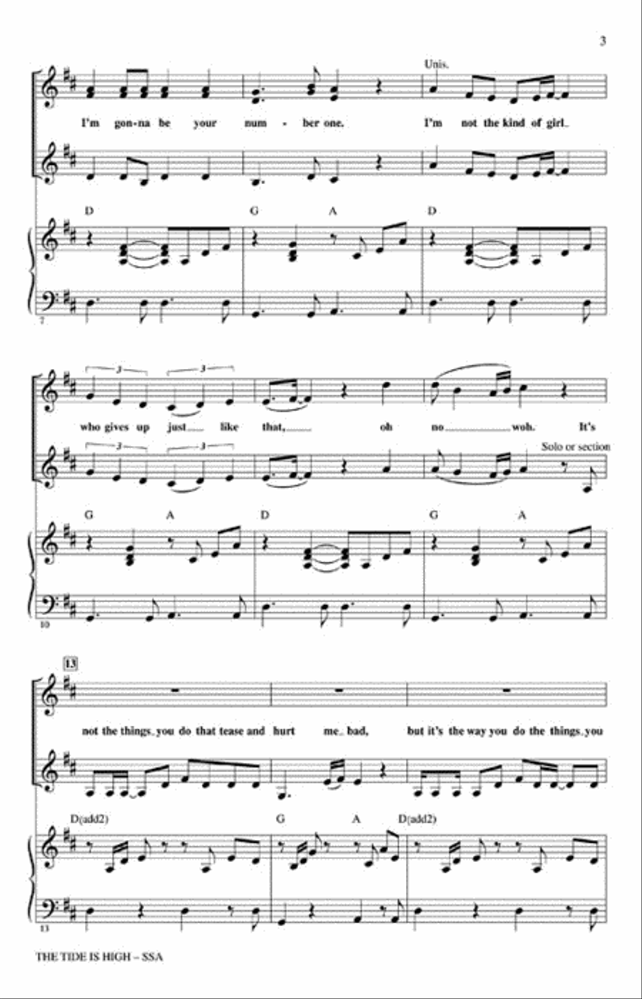 The Tide Is High The Tide Is High Choir scores gallery preview page 3