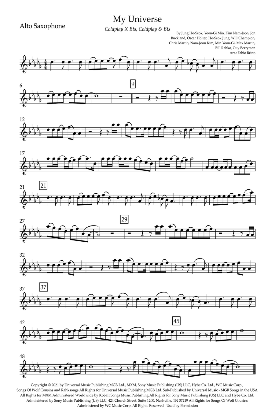 My Universe My Universe Alto Saxophone scores gallery preview page 1