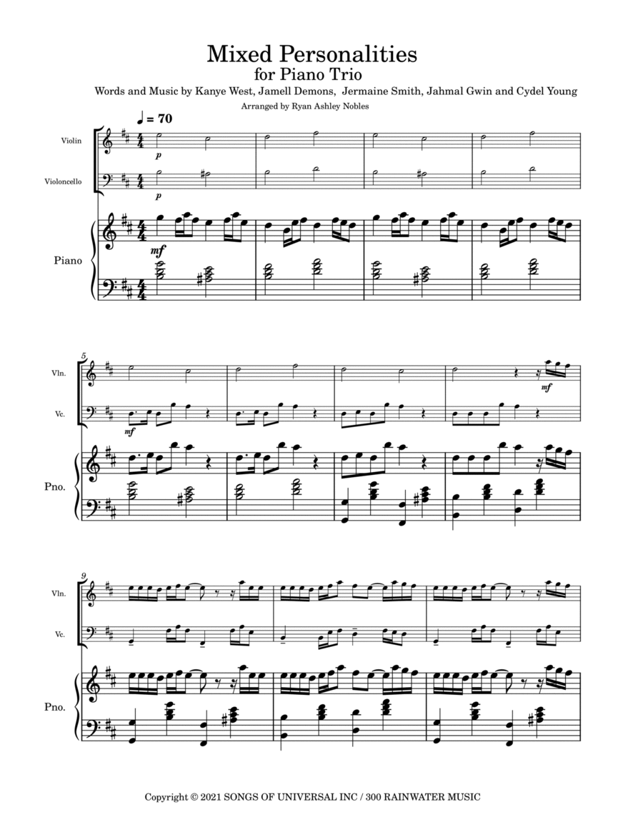 Mixed Personalities Piano Trio scores gallery preview page 1