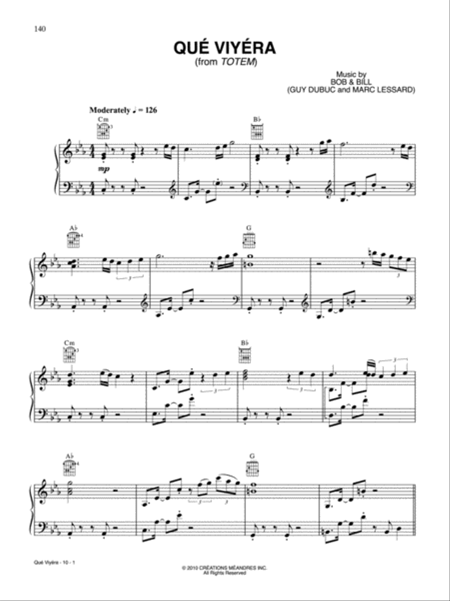 Qué Viyéra Piano, Vocal, Guitar scores gallery preview page 1
