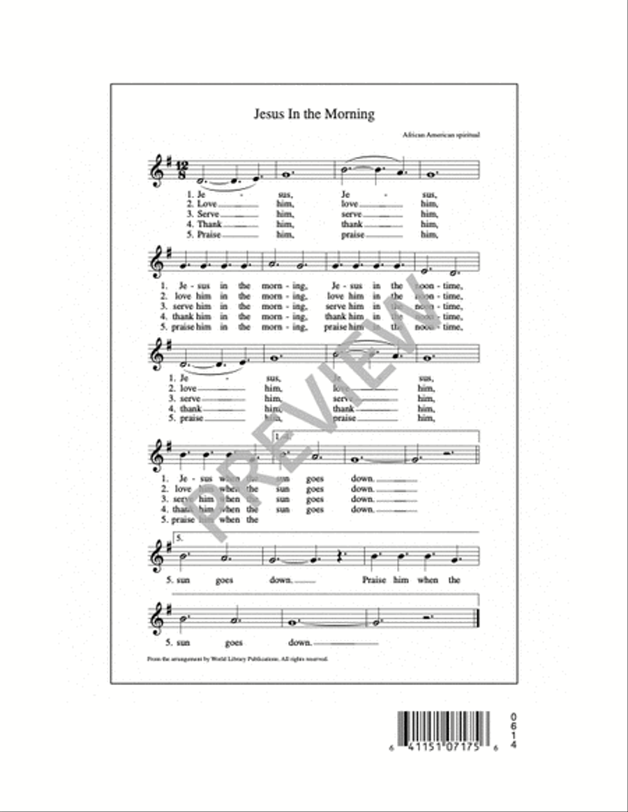 Jesus in the Morning Jesus in the Morning 4-Part scores gallery preview page 9